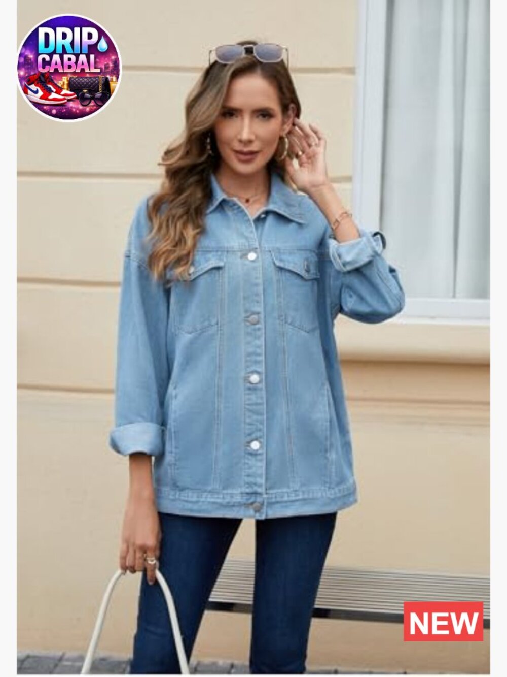 Oversized Boyfriend Denim Jacket Button Down Coat - Picture 5 of 5